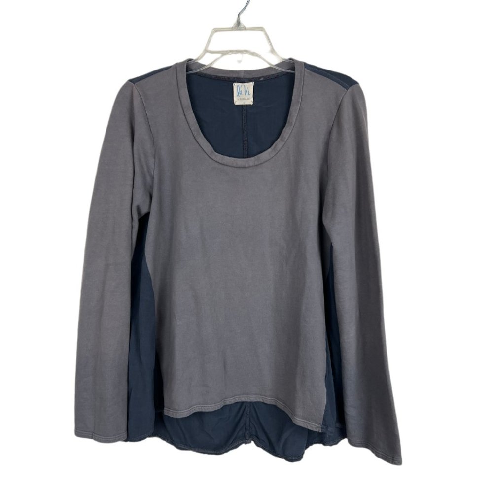 Anthropologie La Vi by Sam & Lavi pullover blue gray top Sz M long sleeve knit